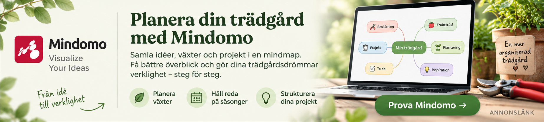 Planrera din trädgård med Mindomo